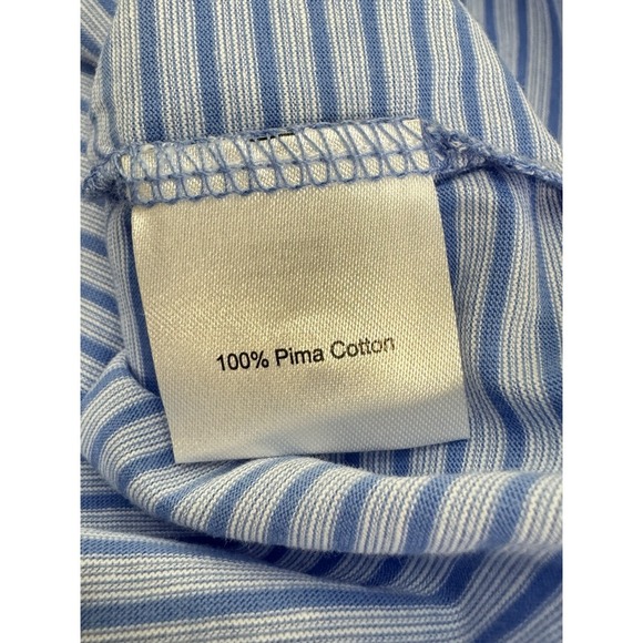 NWT Peter Millar Triple Stripe Pima Cotton Golf Polo Shirt Blue MEDIUM $115 - Picture 7 of 8